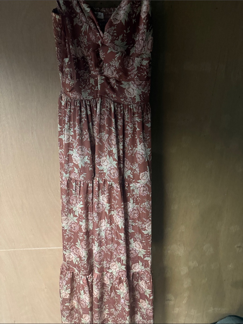 Altar'd State Rose Floral Maxi Dress in Mauve and Cream
